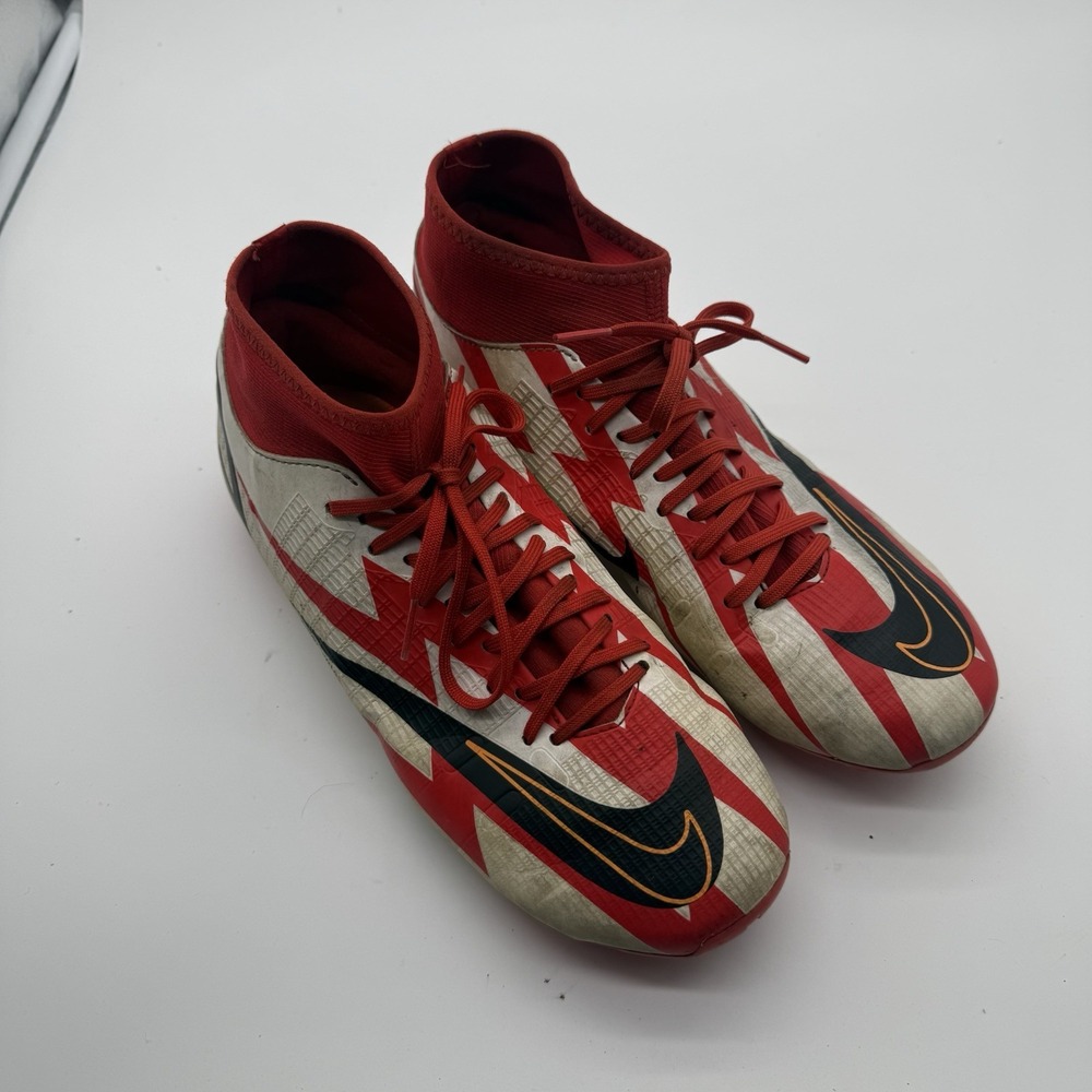 Nike Mercurial Superfly 8 Academy CR7 Soccer Cleats Chile Red White Size 8.5